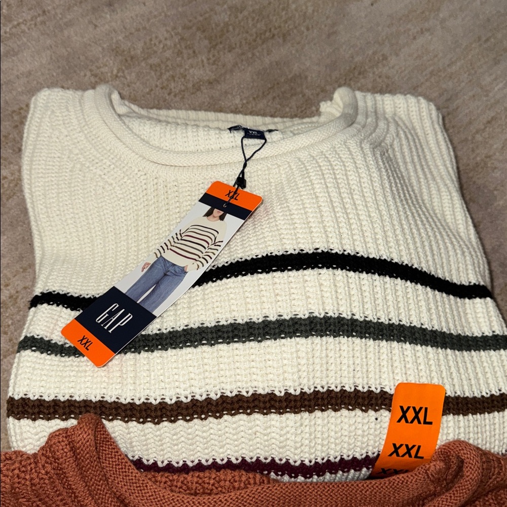 GAP womens Crewneck Sweater - White and Brown - Picture 3 of 3